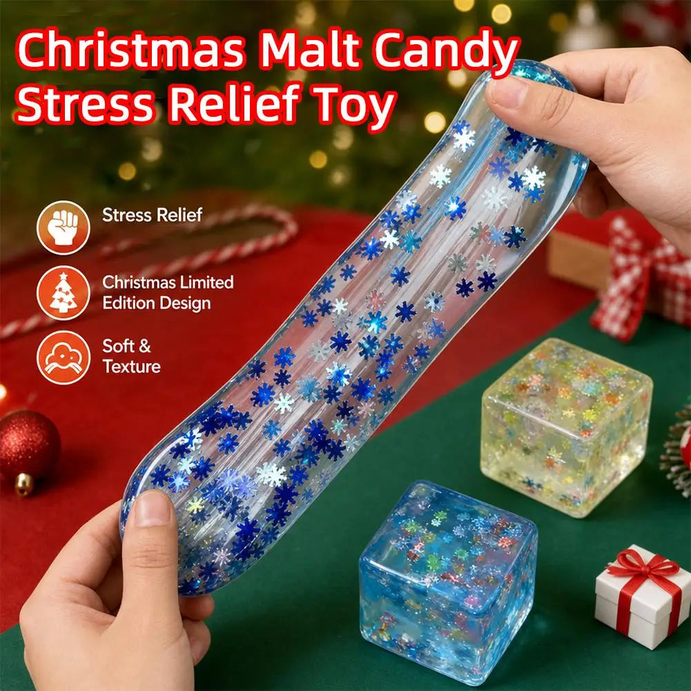 Christmas Maltose  Ice cubes Squeezable Gaint Squishy Sensory Stress Ball, Novelty Anxiety Relief Fidget Toy for Adults & Desk