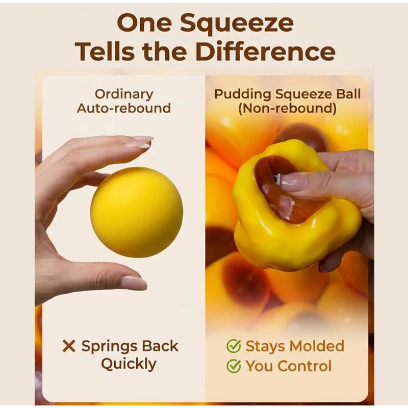 Pudding-shaped Squeeze Ball Caramel Crunchy Handmade Squishy Portable Diy Fidget Accessory For Stress Relief & Cute Desk Play