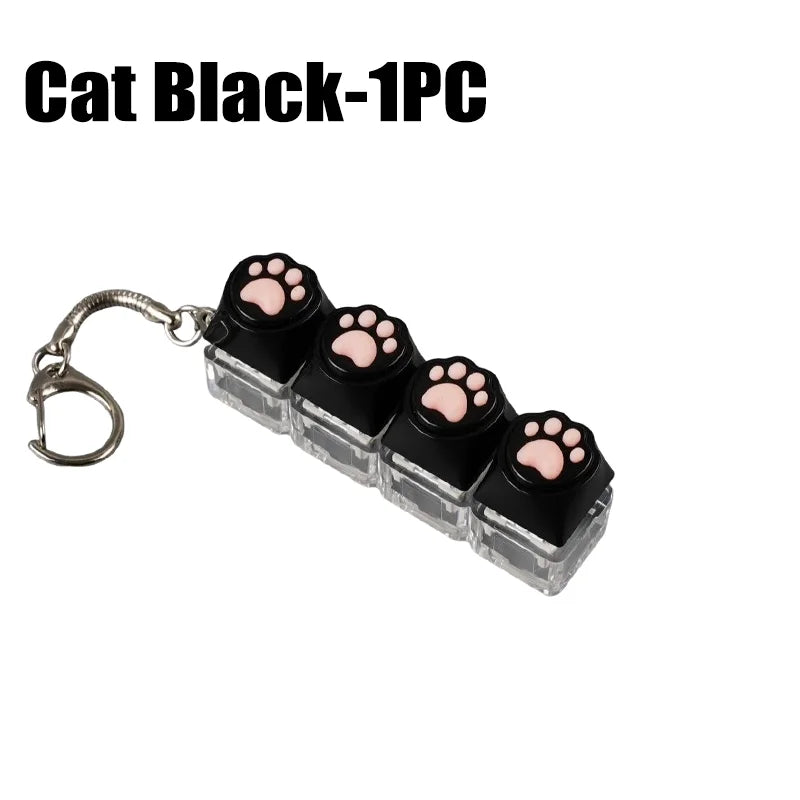 LED Light Keyboard Keychain Fidget Toy Clickable Button Stress Relief Portable Desk Accessory Office Decor Gift  Anxiety Relief