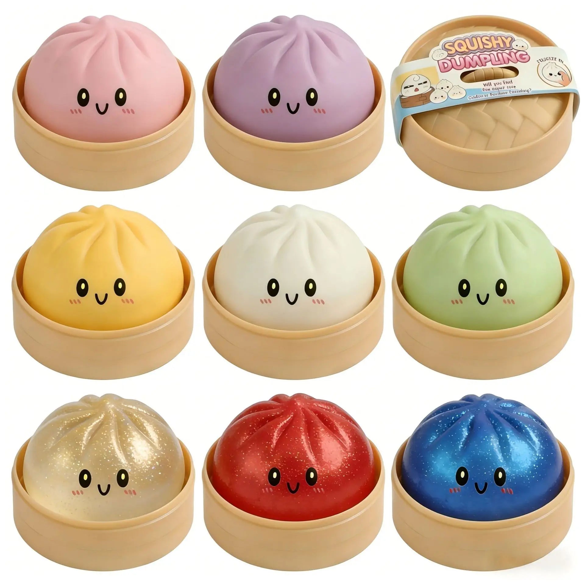 New Glitter Dumpling Glitter Dumpling Squishy with Box Dumplings Sensory Squeeze Toy for Stress Relief