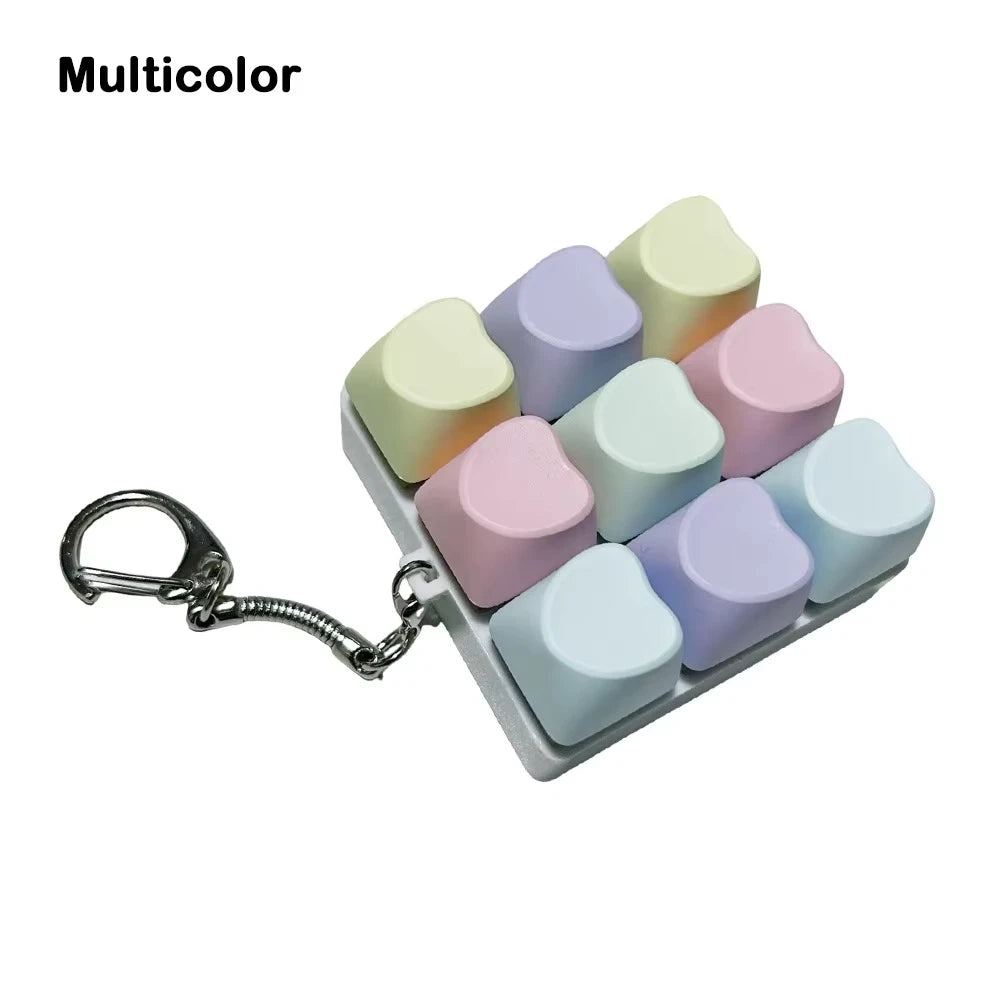 Heart-shaped 9 Keyboard Key Clicker Toy Anti Stress Relief Finger Keychain Game Button Pinch Tester Without Light