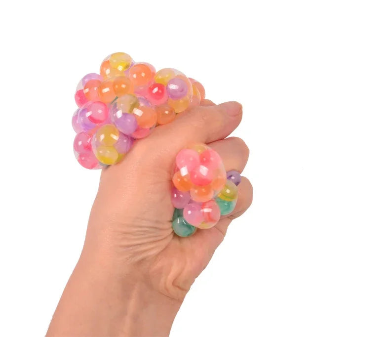 Rainbow Sensory Stress Relief Ball Squishy 3D Fidget Toys for Adults Kids Anti-Anxiety Silent Non-Toxic Toy for Office Classroom