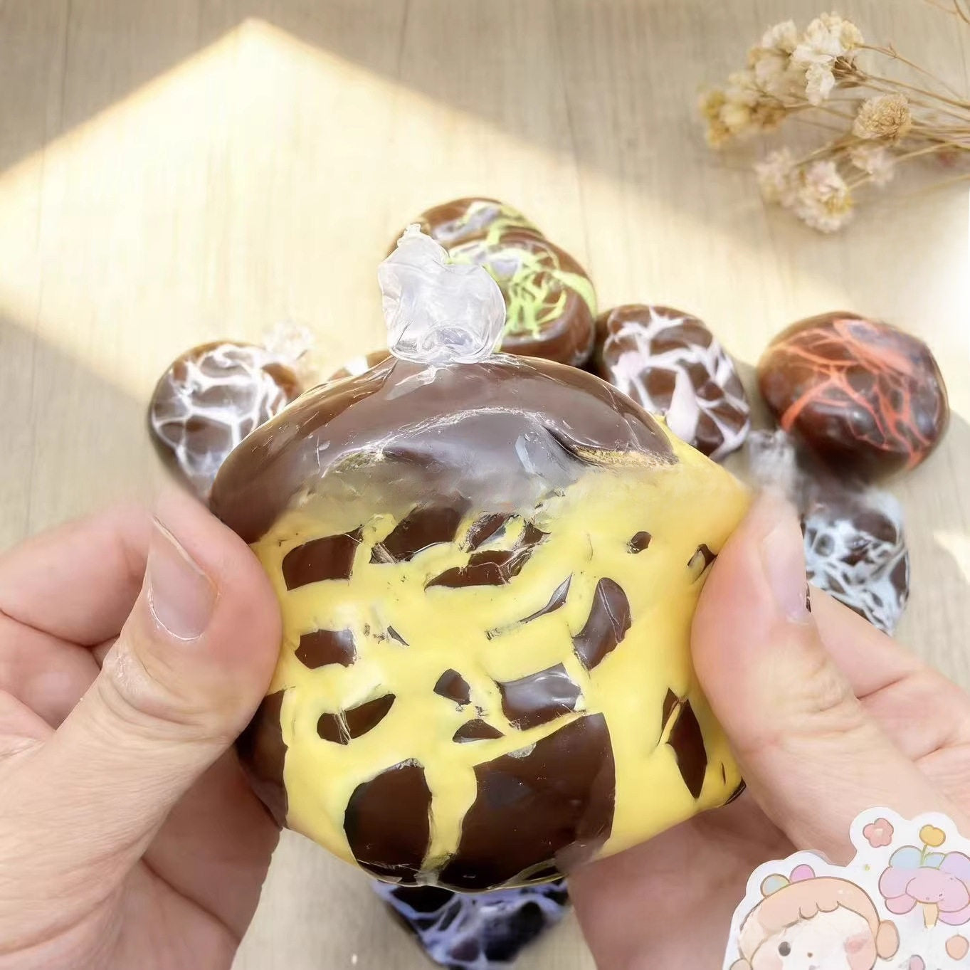 Matcha Chocolate Mint Crispy Balls Handmade Stress-Relief Toy Creative Handmade Balls Noise-Making Balls