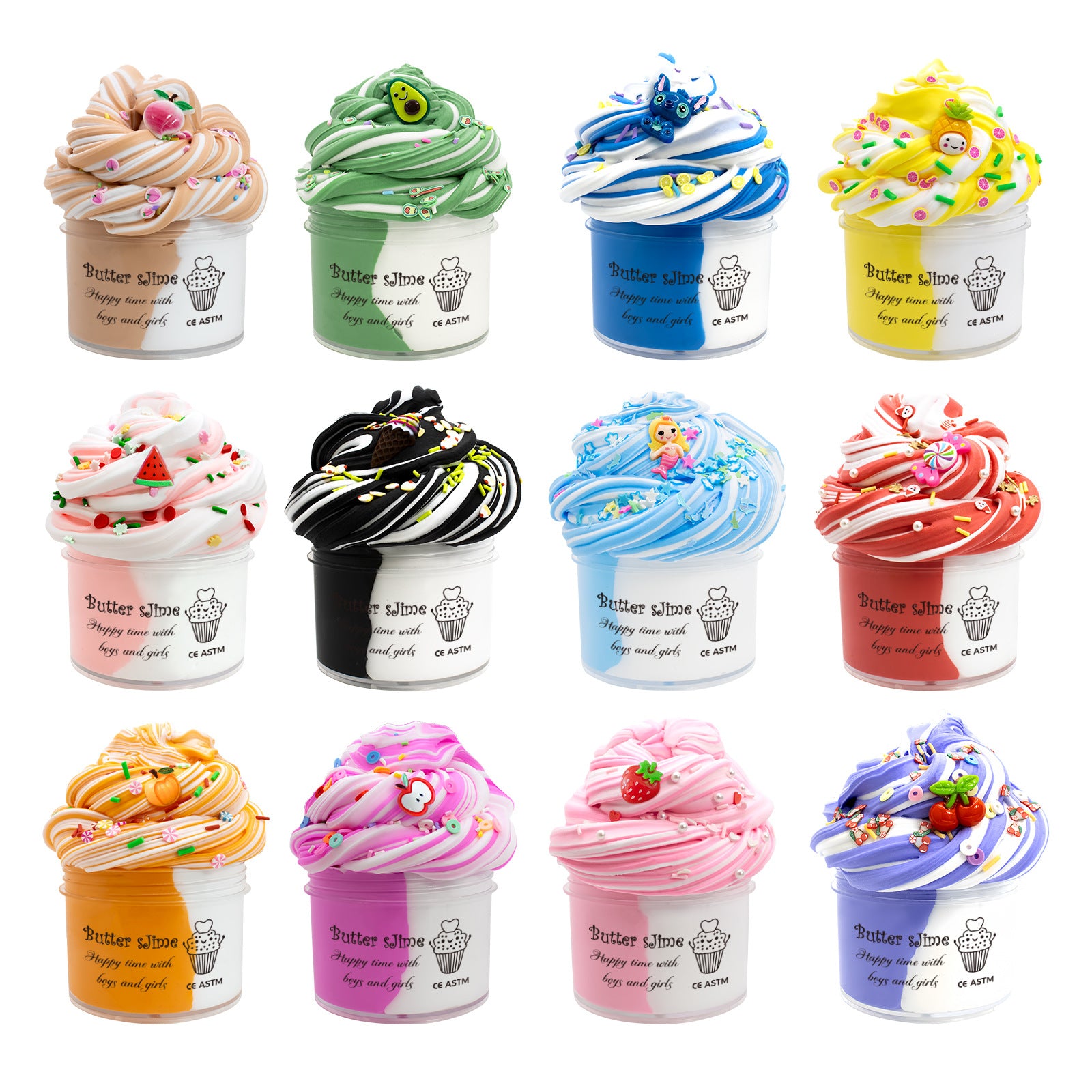 12 Pack Moldable Butter Slime Sensory Kit