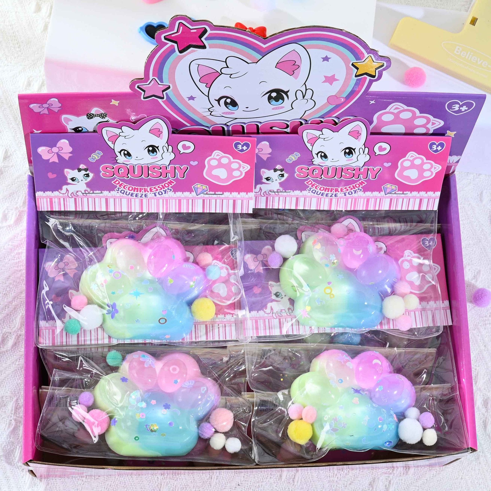 Super transparent crystal cat paw squeeze toy